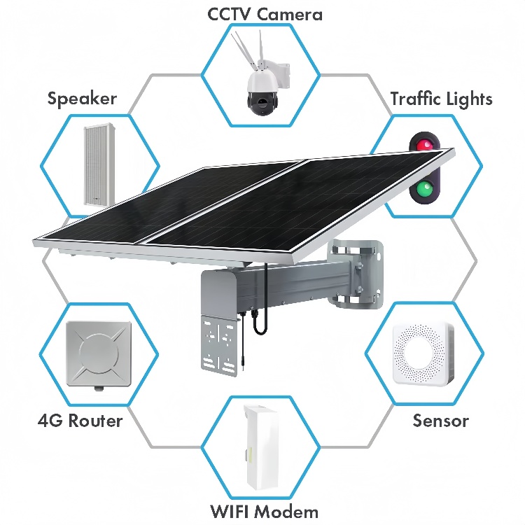 Off-grid Solar CCTV System Kit 300W 160Ah for Outdoor Monitoring China Manufacturer