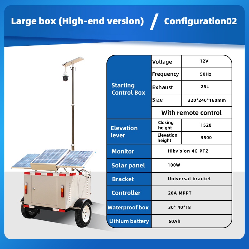 Mobile Surveillance Trailer with Solar Panel for Remote Monitoring – Portable CCTV System China