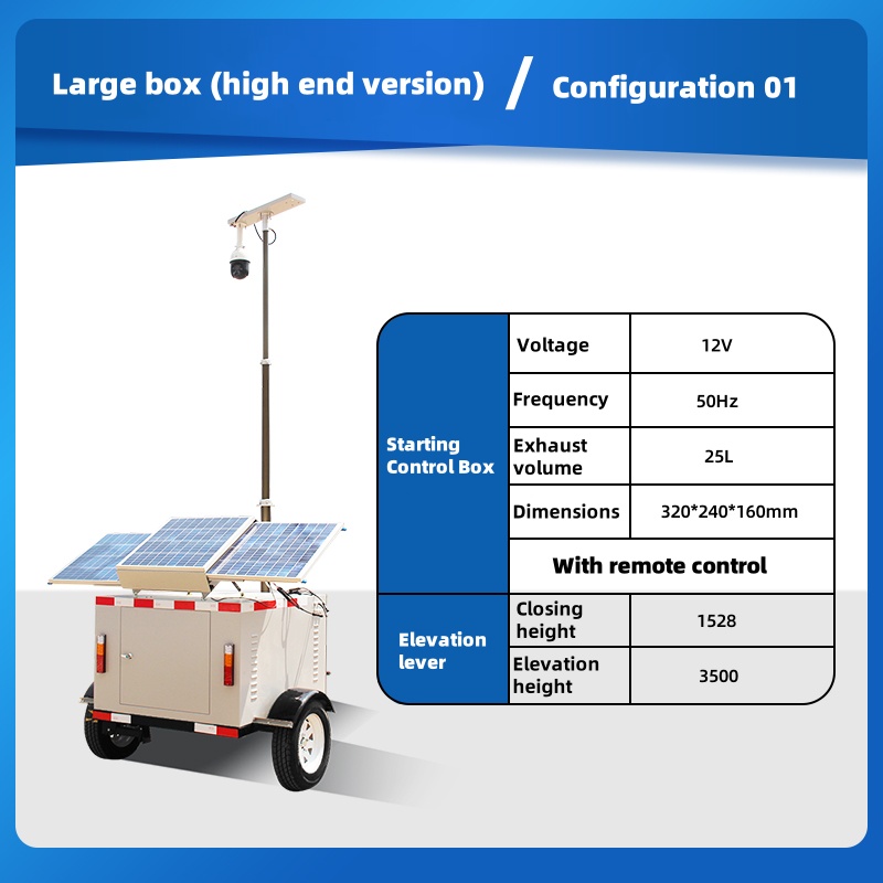 Mobile Surveillance Trailer with Solar Panel for Remote Monitoring – Portable CCTV System China