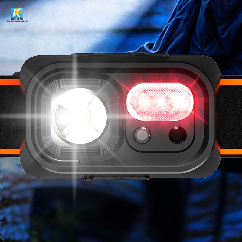 China Rechargeable Waterproof Headlamp with Red Light Sensor for Camping Hiking and Emergency