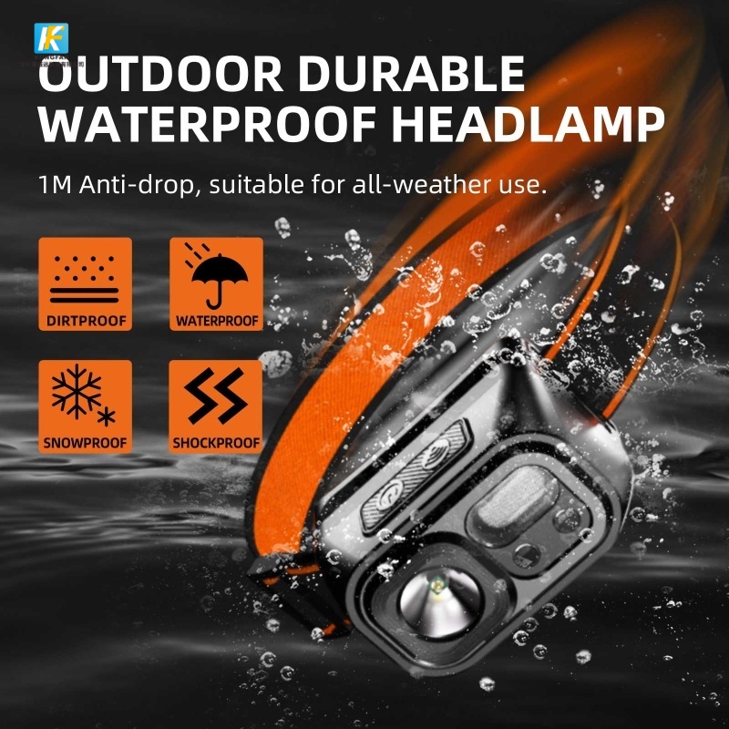 China Rechargeable Waterproof Headlamp with Red Light Sensor for Camping Hiking and Emergency