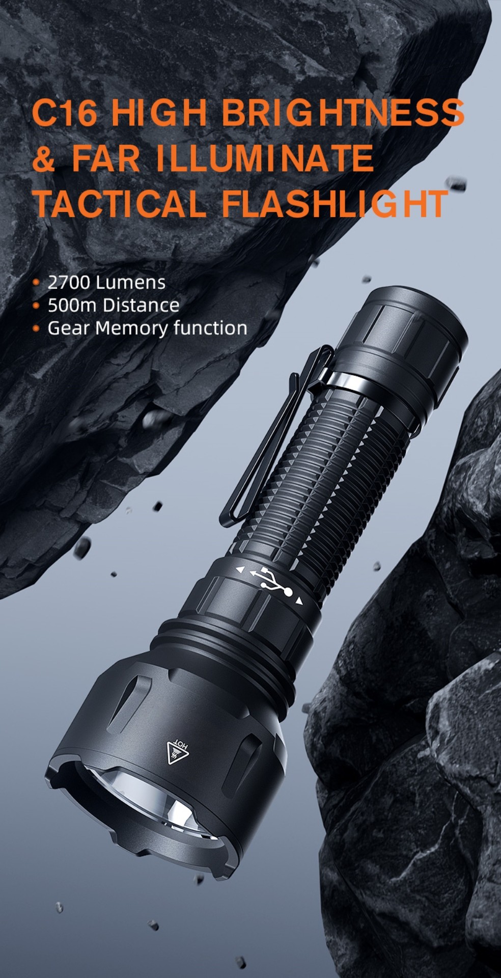 USB Rechargeable LED Headlamp with Motion Sensor for Hiking, Work & OEM Supply