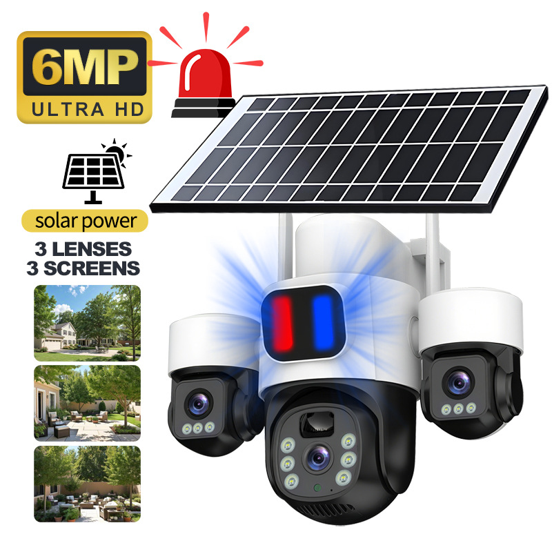 Off-Grid Solar-Powered Multi-Lens Surveillance Camera System with Active Deterrence