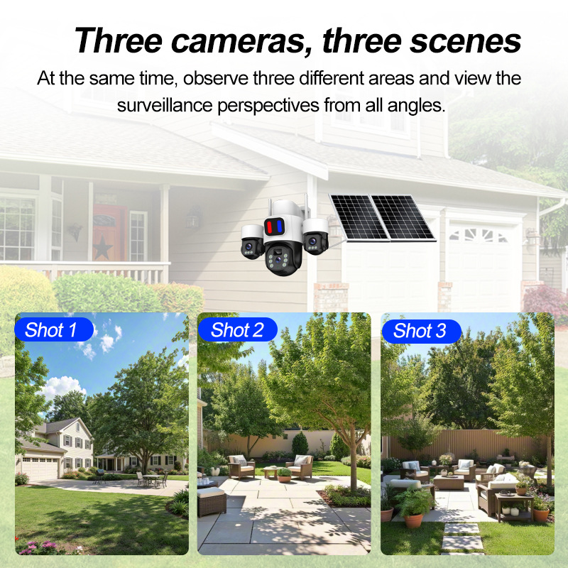 Off-Grid Solar-Powered Multi-Lens Surveillance Camera System with Active Deterrence