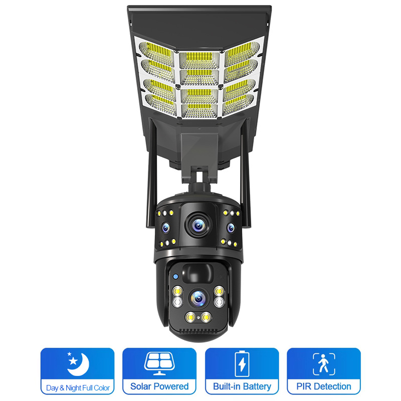 Solar-Powered LED Street Light with Integrated Dual-Camera Surveillance