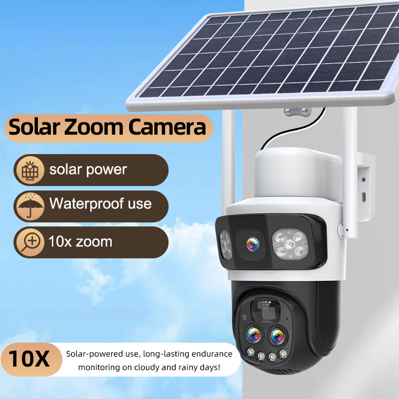 Solar-Powered PTZ Surveillance Camera with 10× Optical Zoom