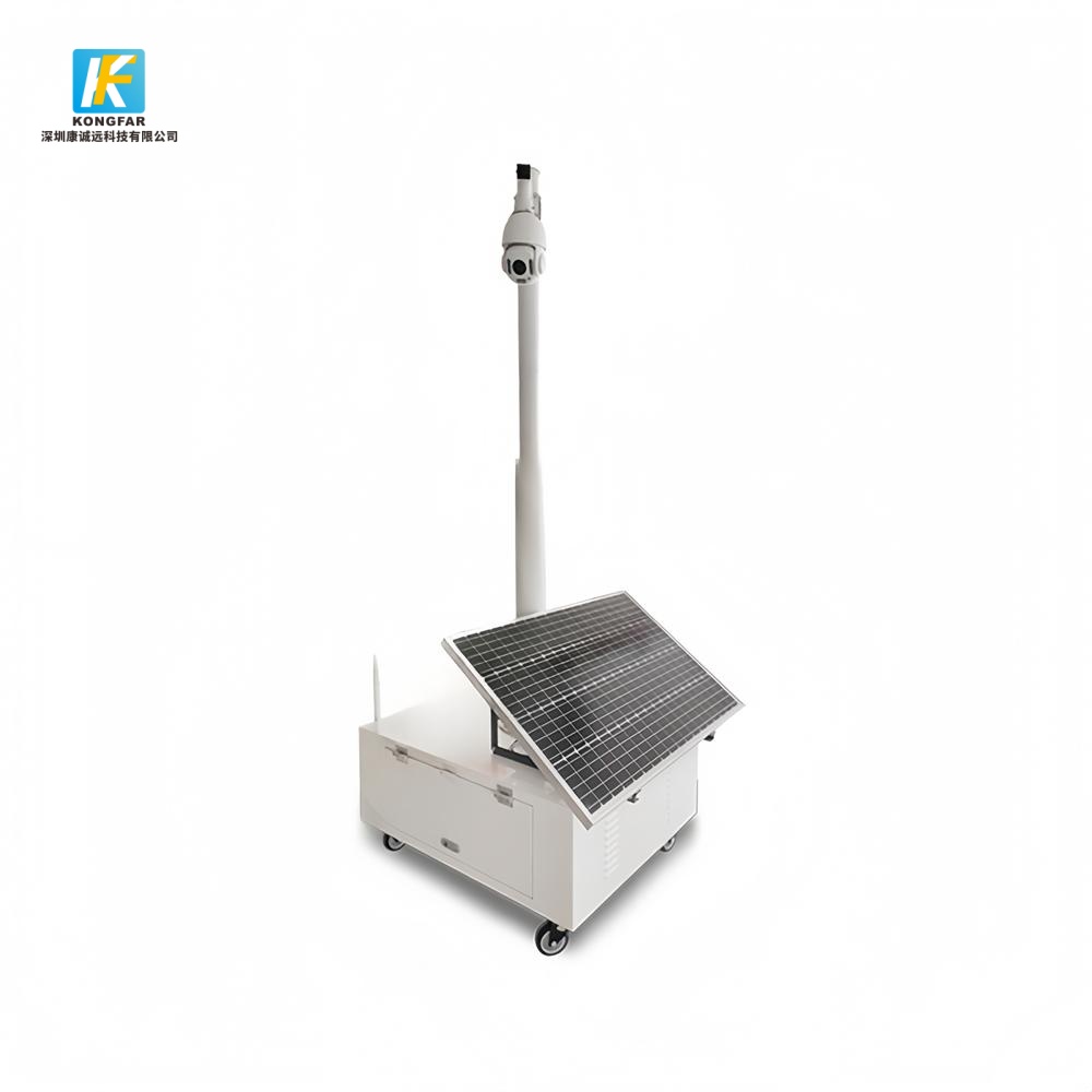 Mobile Surveillance Trailer with 3 Meters Pole for Remote Monitoring – Solar CCTV System China
