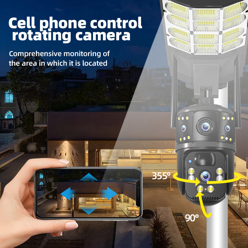 Solar-Powered LED Street Light with Integrated Dual-Camera Surveillance