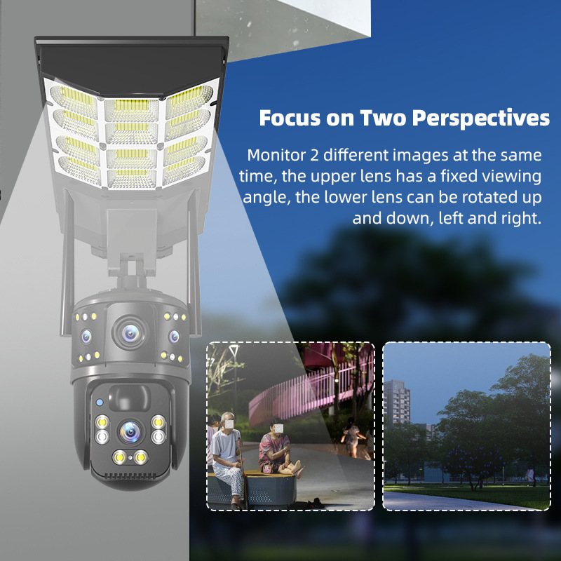 Solar-Powered LED Street Light with Integrated Dual-Camera Surveillance
